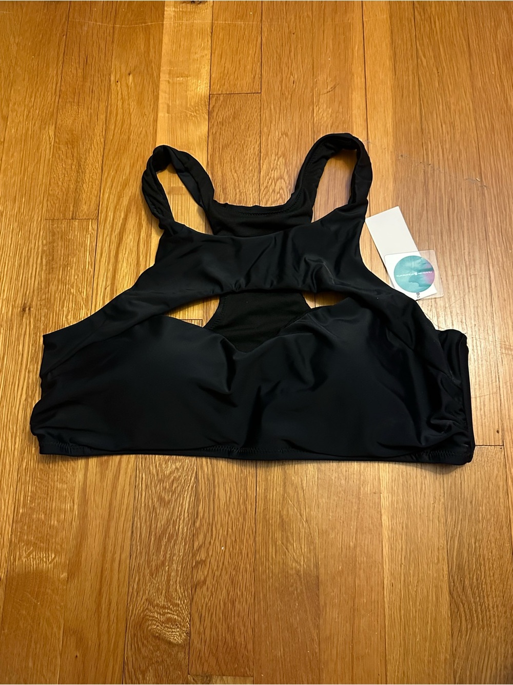 Raisins Black High-Neck Cutout Bikini Top